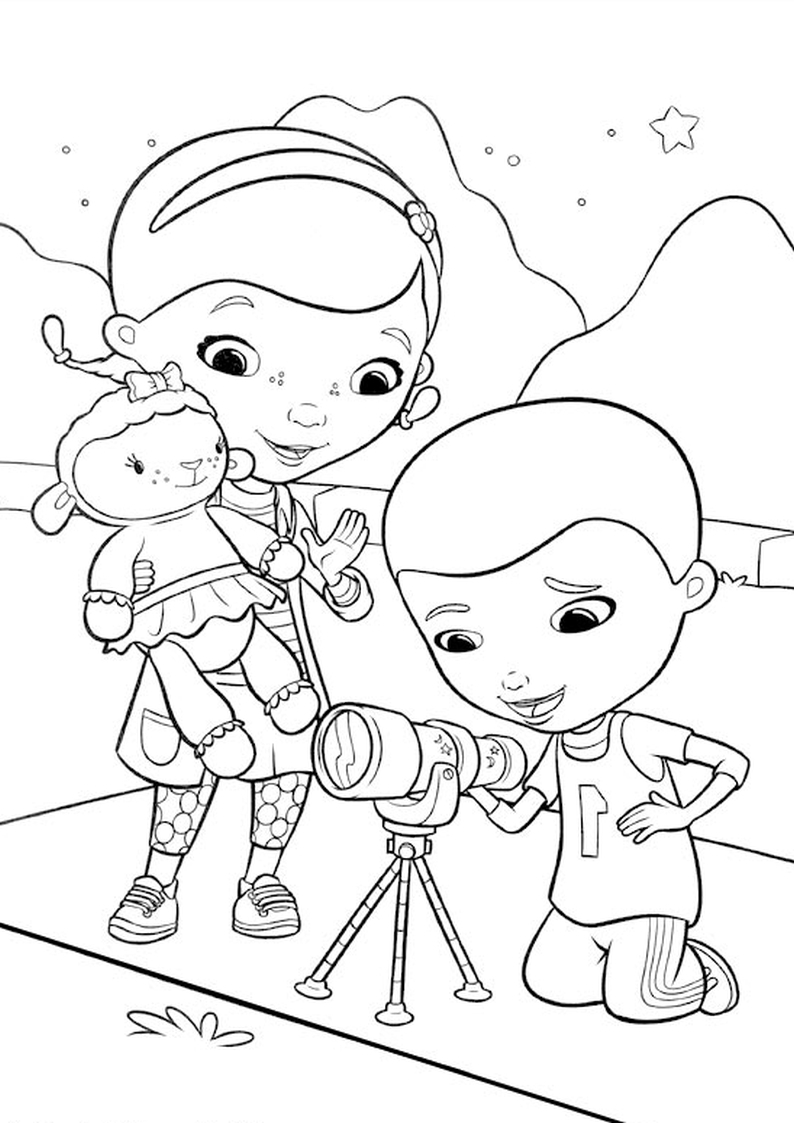 kolorowanka Klinika dla Pluszaków postacie z bajki Dośka, owieczka Besia i Dosiek, malowanka Disney do wydruku dla dzieci nr 25